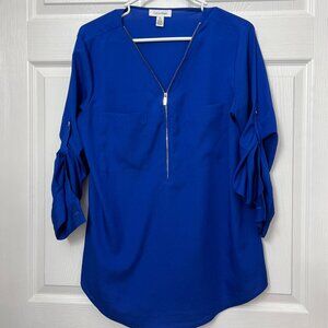 Calvin Klein Blue Blouse with Zipper Detail
